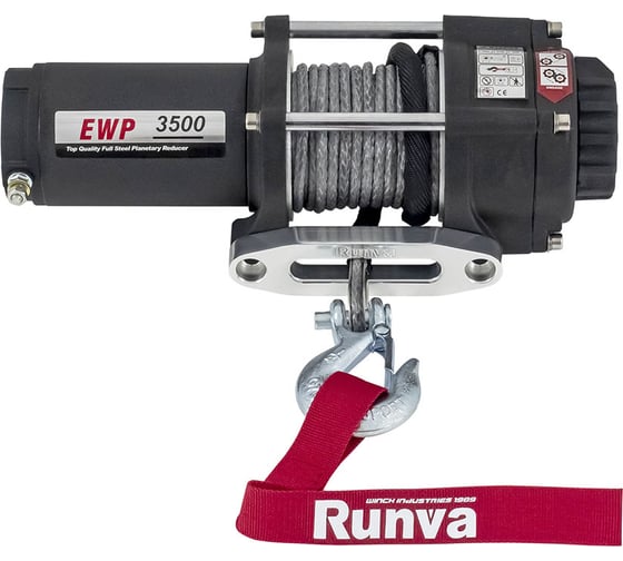 Электрическая лебёдка RUNVA 12V 3500A lbs 1588 кг синтетический трос EWP3500ASR