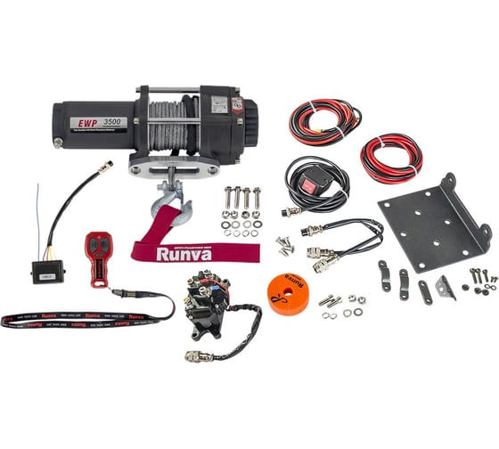 Электрическая лебёдка RUNVA 12V 3500A lbs 1588 кг синтетический трос EWP3500ASR