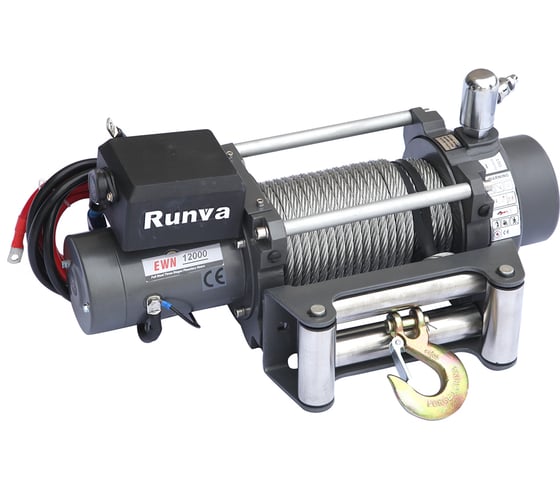 Электрическая лебёдка RUNVA индустриальная 24V 12000 lbs 5443 кг c пневмороспуском EWN12000U24VAC 1