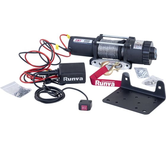 Электрическая лебёдка RUNVA 12V 4500A lbs синтетический трос EWT4500ASR