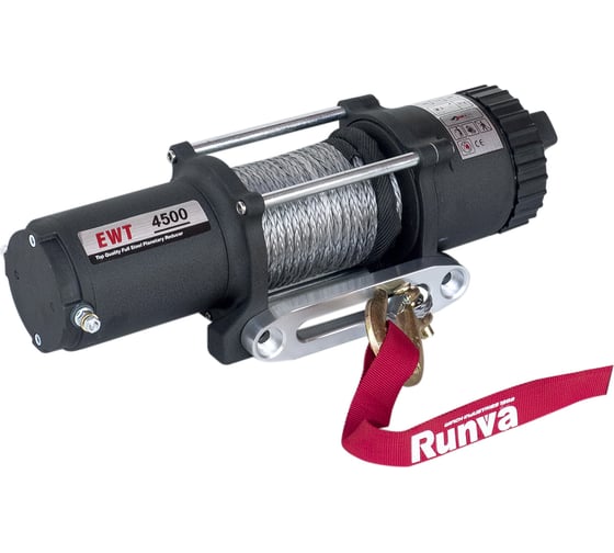Электрическая лебёдка RUNVA 12V 4500A lbs синтетический трос EWT4500ASR