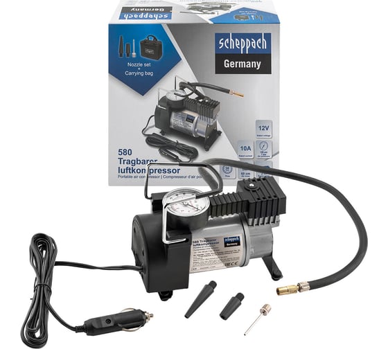 Компрессор автомобильный Scheppach 12V, производительность 30л/мин Sch-580(63200) 1