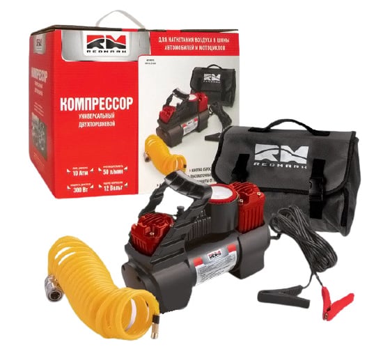 Компрессор REDMARK 10 атм, 50 л/мин, 300 Ватт, двухпоршневой RM0355020