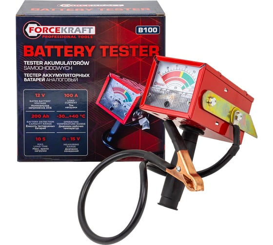 Тестер аккумуляторных батарей Forcekraft аналоговый (12V, 100А) FK-B100(66179) 1