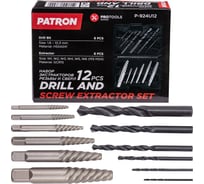Набор экстракторов резьбы и сверл Patron 12 предметов P-924U12(63452)