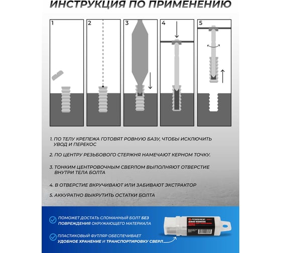 Сверло для извлечения заломанных болтов Forsage №3 HSS 4241, в пластиковом футляре 29859 F-63005-3