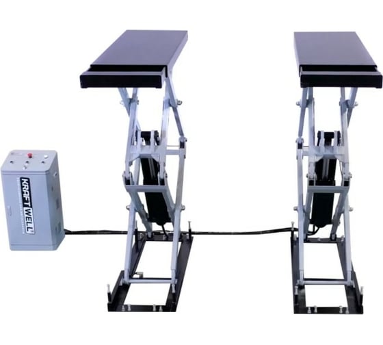 Ножничный короткий подъемник KraftWell 3200 кг, заглубляемый, серый KRW3.2U
