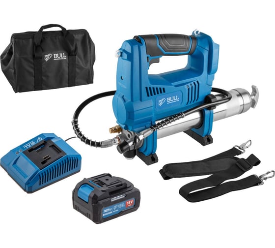 Аккумуляторный шприц для смазки BULL CGG 6818 в коробке XLTpro SET 18 В, 690 атм, 255 г/мин, 1х4 А*ч, з/у 4 А (1325894) ЦЗ-0009520000 1