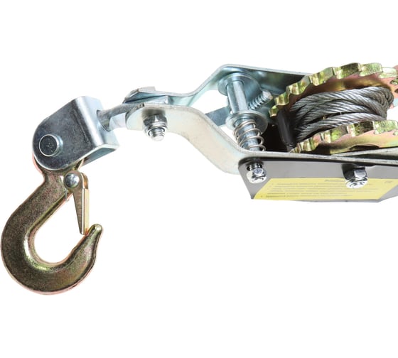 Лебедка ЭВРИКА ER-98242 рычажная тяговая 2т(двойное зубч. колесо, стальной трос, диаметр -4.2мм, 833076