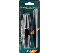 Экстрактор двухсторонний для извлечения сломанной резьбы из труб 1/2-3/4 iLOFORCE в комплекте с воротком, набор 2пр. IF-EX-Y214(65780)