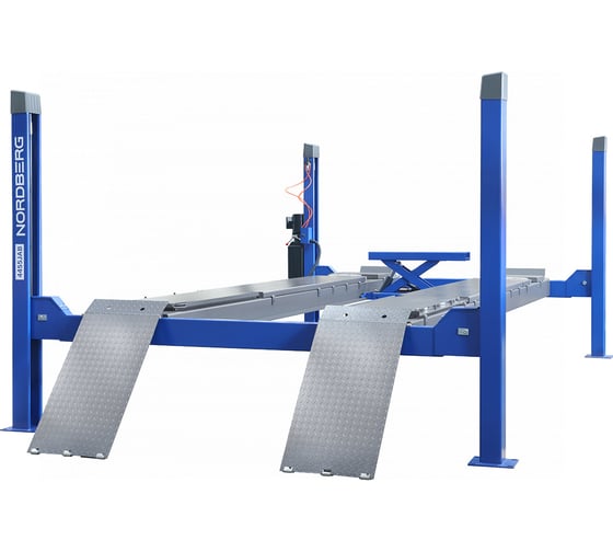 Подъемник четырехстоечный NORDBERG 5.5т, с пневмогидравлической траверсой 2.7т, для сход-развала, 380В, синий 4455JAB 1