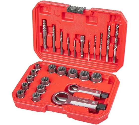 Набор экстракторов для поврежденных гаек и болтов ARNEZI, 26 предметов, универсальный R5304029 1