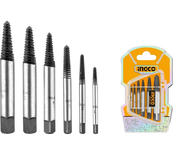 Набор экстракторов для болтов INGCO 6 шт (25/50) INDUSTRIAL упак ASE106