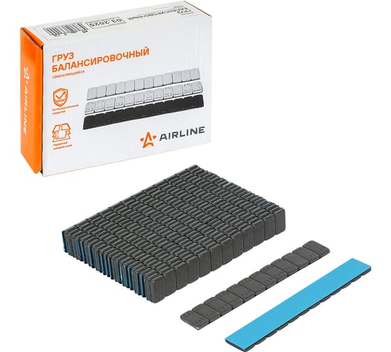 Груз балансировочный AIRLINE самоклеящийся, стальной, 12x5 г, 50 шт, синий ATRK209