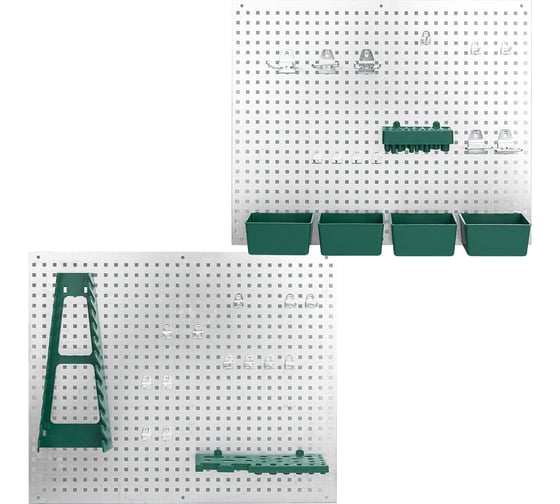 Панель металлическая перфорированная настенная в комплекте с лотками для инструментов Rockforce RF-PST2322(66470)