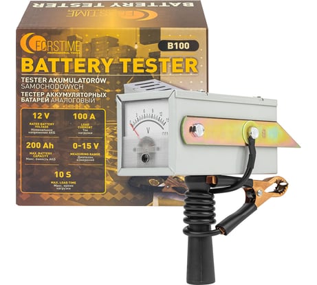 Тестер аккумуляторных батарей FORSTIME аналоговый 12V, 100A, 200Ah FT-B100(67190)