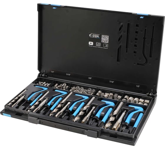 Набор для восстановления резьбы VOLKEL UNF 1/4-1/2, 115 пр., V-Coil, V04185