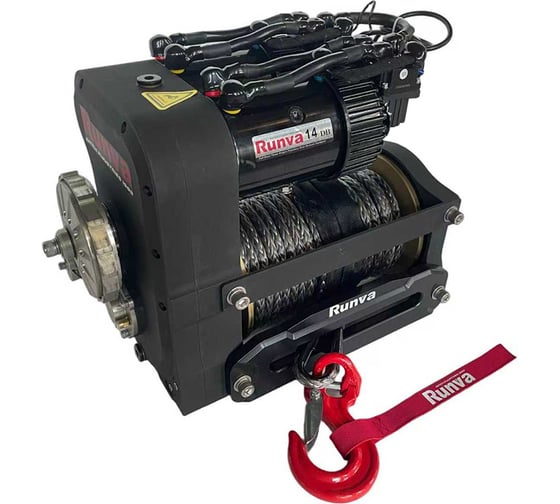 Лебёдка электрическая RUNVA 12V Runva 14000 lbs 6350 кг двухмоторная (синтетический трос) EWS14000SR