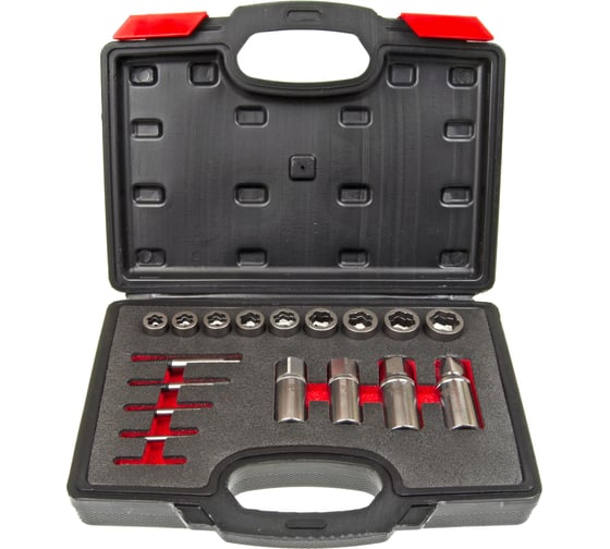 Набор для откручивания заломанных болтов, гаек и шпилек Эврика 18пр., в кейсе ER-86738