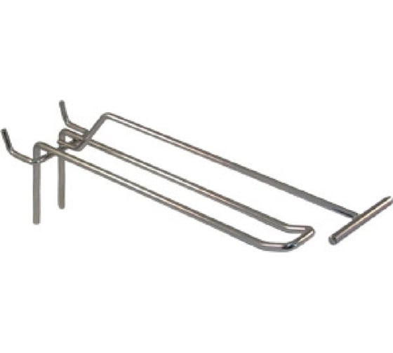 Двойной крючок на перфорацию ООО ТД Ижпромсервис с ценникодержателем, длина 200 мм, диаметр 5 мм, шаг 50 мм, 10 шт. НФ-00002430 1