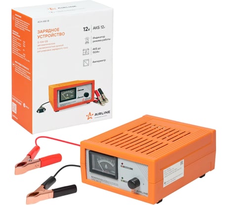 Зарядное устройство AIRLINE 0-10 А, 12 В, амперметр, ручная регулировка зарядного тока, импульсное ACH-AM-18