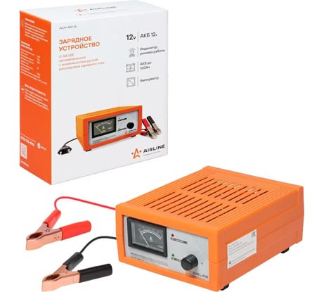 Зарядное устройство AIRLINE 0-5 А, 12 В, амперметр, ручная регулировка зарядного тока, импульсное ACH-AM-16