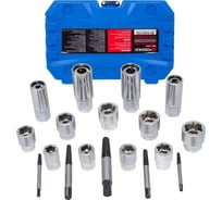 Набор для откручивания заломанных болтов, гаек и шпилек Forsage F-918U2 18 предметов, в кейсе 51293