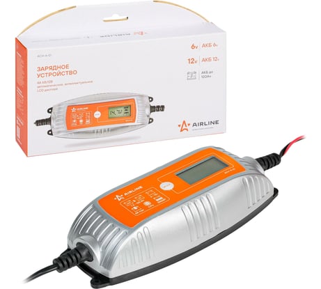 Зарядное устройство Airline 4 А, 6/12 В, автоматическое, интеллектуальное, LCD дисплей, электронное ACH-A-01