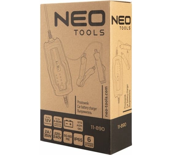 Автоматическое зарядное устройство NEO Tools 2А / 35Вт, 4-60Ач 11-890
