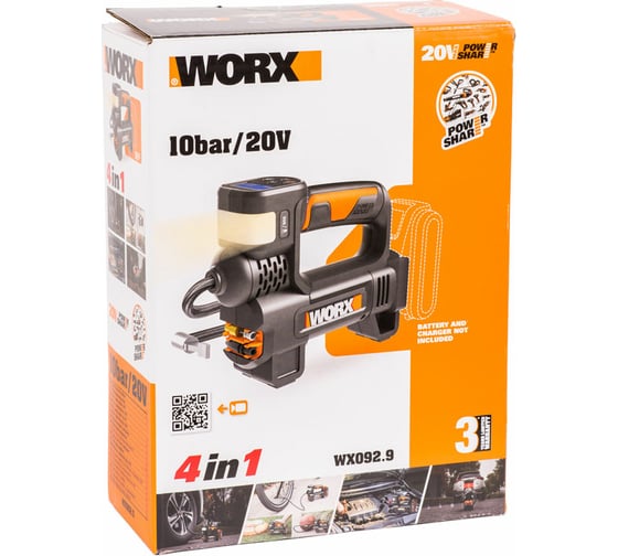 Аккумуляторный насос с фонарем WORX 20 В, без АКБ и ЗУ WX092.9