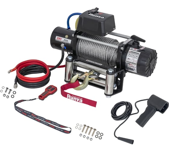 Электрическая лебёдка Runva 12V 9500 lbs 4350 кг стальной трос EWV9500S