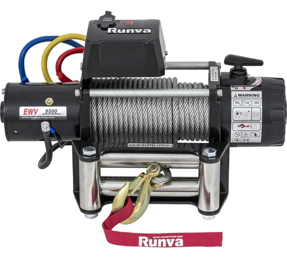 Электрическая лебёдка Runva 12V 9500 lbs 4350 кг стальной трос EWV9500S