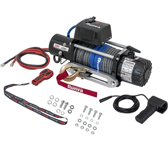 Электрическая лебёдка Runva 12V 12500 lbs 5670 кг синтетический трос EWV12500SSR