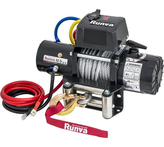 Электрическая лебёдка Runva 12V 12500 lbs 5670 кг короткий барабан стальной трос 12.5XS