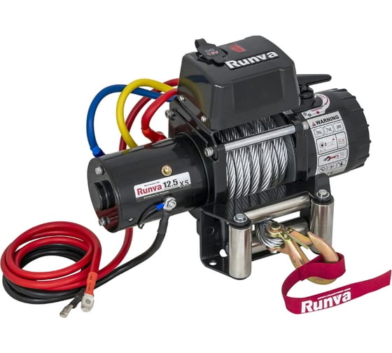 Электрическая лебёдка Runva 12V 12500 lbs 5670 кг короткий барабан стальной трос 12.5XS