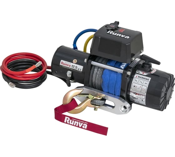 Электрическая лебёдка Runva 12V 12500 lbs 5670 кг короткий барабан синтетический трос 12.5XSSR