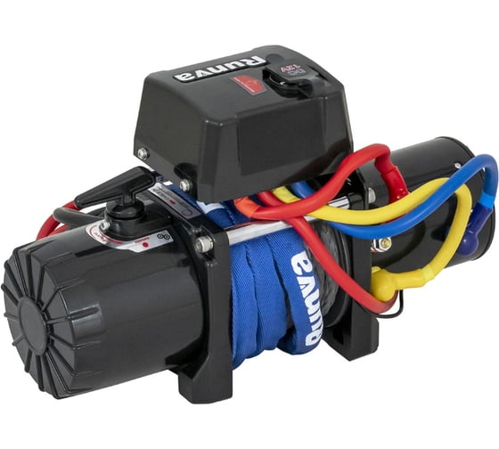 Электрическая лебёдка Runva 12V 12500 lbs 5670 кг короткий барабан синтетический трос 12.5XSSR