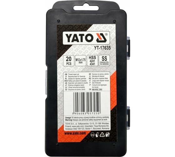 Набор для ремонта резьбы YATO М12x1,75мм YT-17635