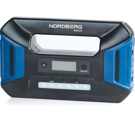 Пусковое портативное устройство NORDBERG 5/12/15V с компрессором, емкость 25 Aч WSA25