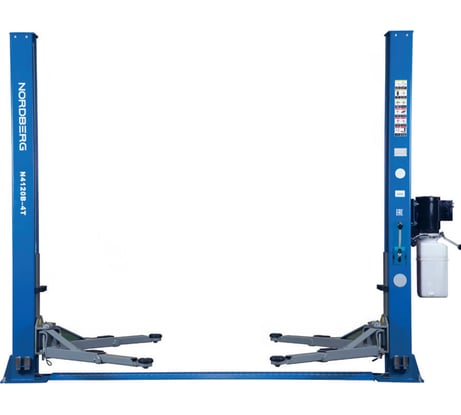 Подъемник NORDBERG 220V, 2х стоечный 4 т, со снятием стопоров с одной колонны, синий N4120BM-4B