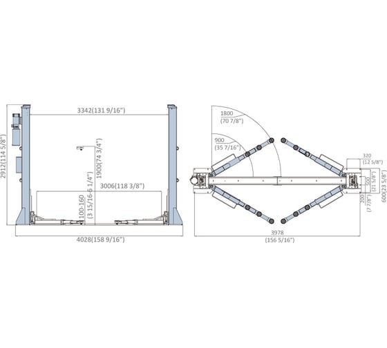 Двухстоечный электрогидравлический подъёмник Everlift RAL7031+7000 г/п 5,0 т., нижняя синхронизация, 3места EE-6255E