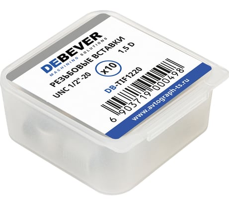 Резьбовые вставки DeBever UNC 1/2"-20, 1.5D, 10 предметов DB-TIF1220