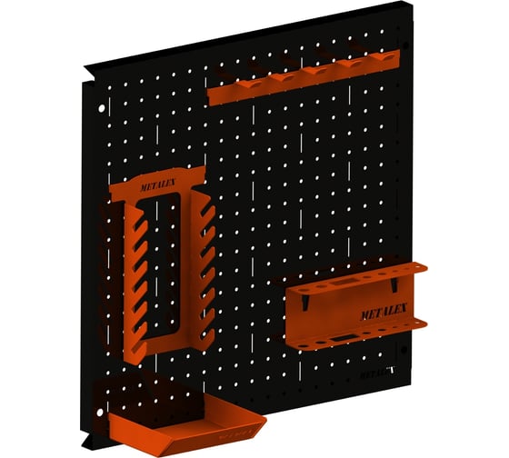 Металлическая перфопанель ООО Металекс Metalex 600x600 мм, черная, с комплектом аксессуаров PRCHA6060 1