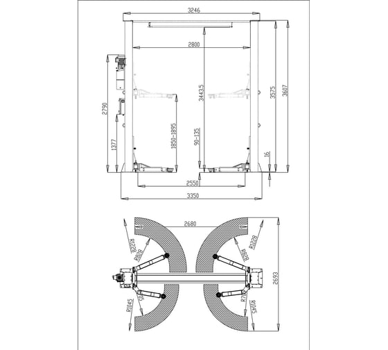 Двухстоечный автоподъемник Rossvik V2-4LB г/п 4 т, 380 В V2-4LB/380B