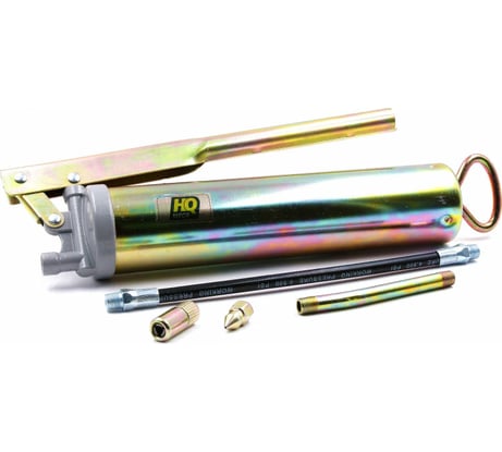 Шприц для консистентной смазки HQ-mech 400 мл, рычажно-плунжерный, оцинкованное покрытие, 2 насадки УТ000002062