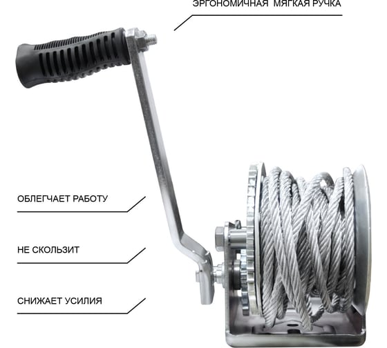 Лебедка двухскоростная ручная OCALIFT 800 кг, 10м барабанная ks80010