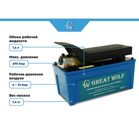 Пневмогидравлический насос Great Wolf 1600 мл GW-POMP016