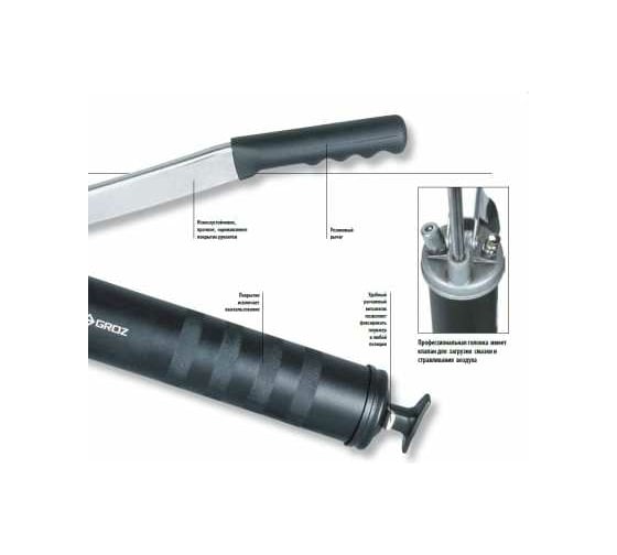 Профессиональный плунжерный шприц GROZ GR42720 690атм, 500 см3, шланг G1F/HD/B
