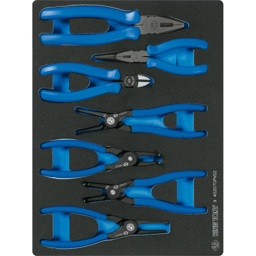 Набор съемников стопорных колец, пассатижей и бокорезов KING TONY ...