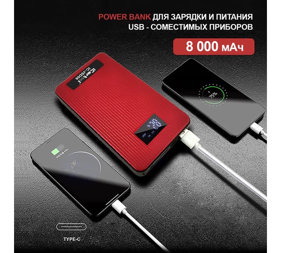 Пусковое устройство iCarTool 12 В, 8 000 мАч, 200/400 А IC-JSD08